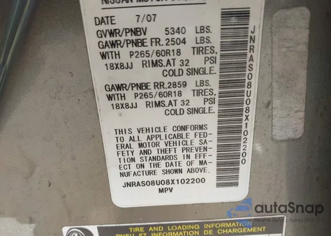 2008 Infiniti Fx35 из США, поврежденный, VIN JNRAS08U08X102200